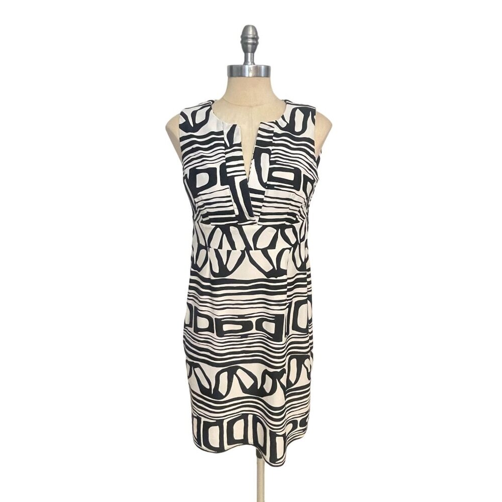 Jude Connally Black & White Sleeveless Shift Dress Medium